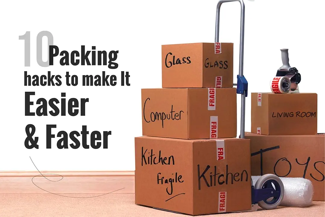 5 boxes are wraped with the different things of residence to make packing easier and faster