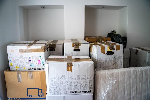 A storage unit filled with boxes, which is why you should rent storage during the move.